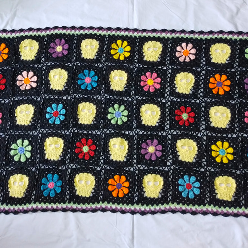 送料無料】 スカル ブランケット マルチカバー グラニースクエア かぎ