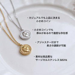 サージカルステンレス  コインチャームとデザインチェーンネックレスのセット 8枚目の画像