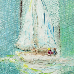 売り切れ▶｢ヨットと月｣ アクリル画　キャンバス　原画　F０号　ロマンチック 7枚目の画像