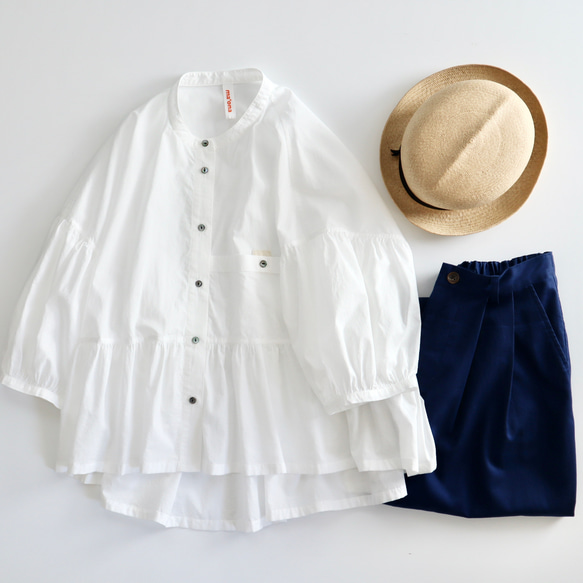 balloon sleeve gather blouse (organic cotton) 9枚目の画像