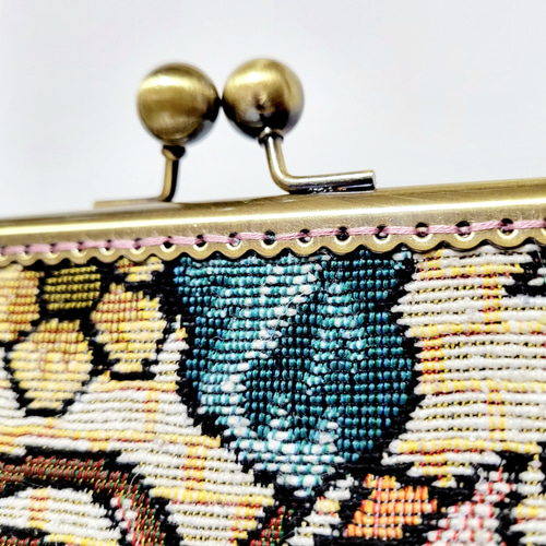 新品⭐︎utatane 日本製 ゴブラン織 パールハンドル がま口 ハンドバッグ 和装バッグ がま口 刺繍 バッグ単品 成人式 振袖用 アッシュ