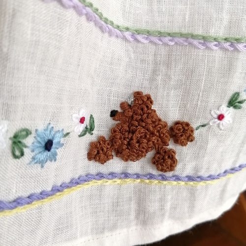 プードル刺繍のカフェカーテン・インテリア・カーテン・目隠しクロス