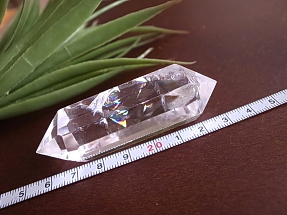 アイリスクォーツ　水晶　虹入り　ブラジル産　57ｇ　ダブルポイント　　 12枚目の画像