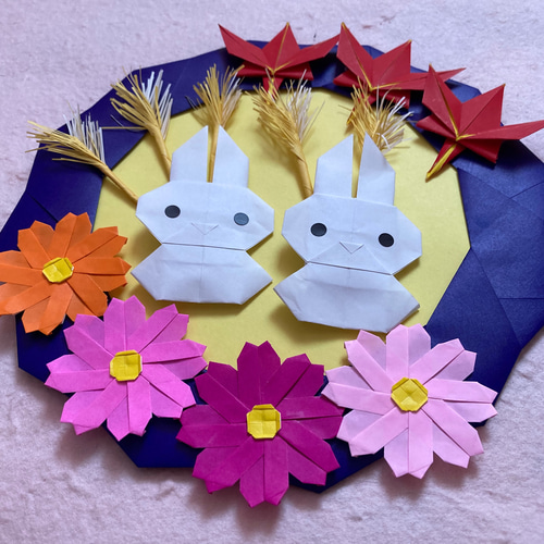 折り紙リース　専用ページ 折り紙 若葉のリース 簡単な折り方(niceno1)Origami leaf wreath