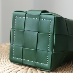 帆布 x 皮革拼接真皮編織手提包單肩托特包抽繩包單肩包 第9張的照片