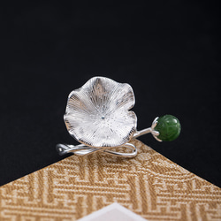 ＜受注制作＞蓮のリング　はす　花　ネフライト　自分にご褒美　プレゼント　R237 1枚目の画像