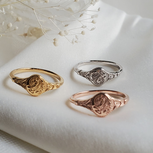 ミル打ち、シグネットリングSv925、k18GP RS-216 指輪・リング Ring