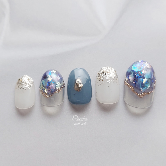 ブルーシェル ネイルチップ angel blue🩷🩵 . #nail #nailart #エンジェルブルーネイル