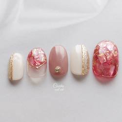 No.105 ジェルネイル ネイルチップ レッド ニュアンスネイル 赤