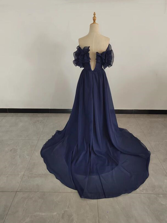 定制派對禮服 清爽柔和的藍色 奢華意大利緞面 絲綢 優雅 第5張的照片