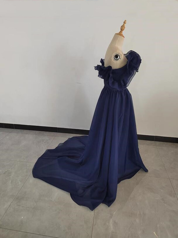 定制派對禮服 清爽柔和的藍色 奢華意大利緞面 絲綢 優雅 第3張的照片
