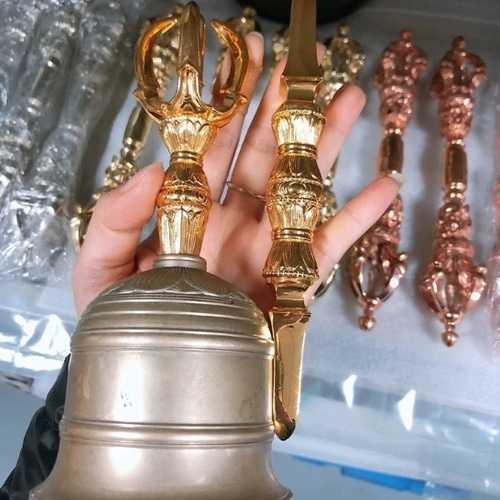 チベット仏教法器 真言宗 セット（小）鐘 金剛盤 独鈷杵 三鈷杵