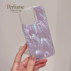 キラキラ天然シェル✨パープル 紫色 貝殻 オリジナル iPhoneケース【受注生産】カラフル 夏 海 スマホケース 11枚目の画像