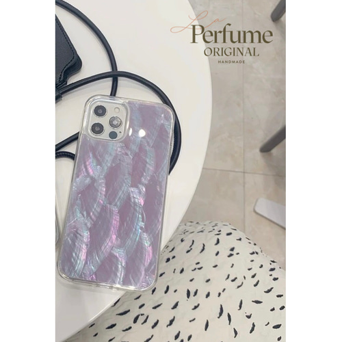 キラキラ天然シェル✨パープル 紫色 貝殻 オリジナル iPhone