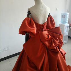 高質量！彩色禮服派對禮服兵馬俑V背美背絲帶/婚禮/招待會 第3張的照片