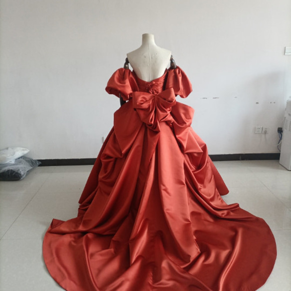 高質量！彩色禮服派對禮服兵馬俑V背美背絲帶/婚禮/招待會 第5張的照片