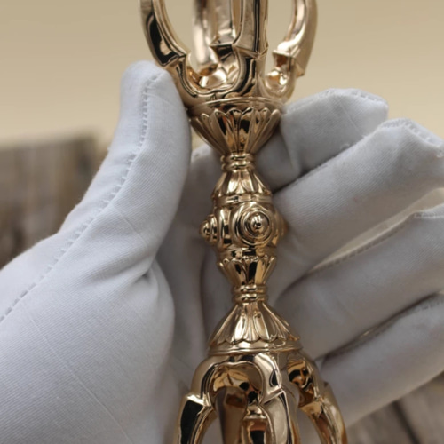 チベット密教法器 空海大師飛行杵 五鈷杵 金剛杵 真鍮製 vajra 16cm 