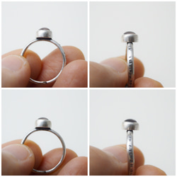 簡單小石系列-粉水晶‧鍛敲‧純銀硫化染黑開放式戒指 第5張的照片
