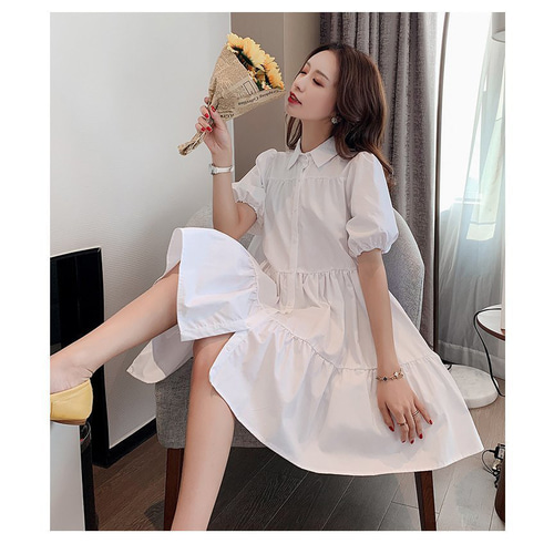 ERISABETTA FRANCHI ひざ丈ワンピース 半袖 ニット 無地 ひざ丈ワンピース （シャツワンピース 夏 半袖ワンピース 白