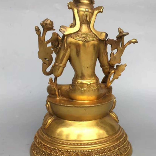 チベット密教法具 ネパール 緑度母 仏像 福徳 仏教美術 真鍮製 23cm 