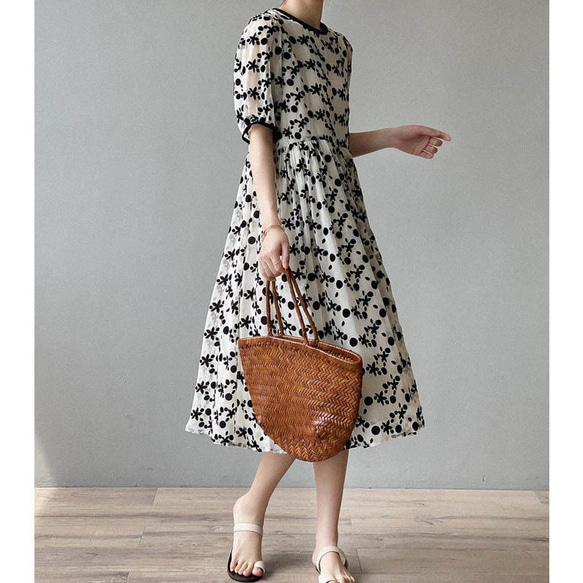 春新作 ひざ丈花柄シフォンワンピース ワンピース 夏ワンピース 春新作 ひざ丈花柄シフォンワンピース ワンピース 夏ワンピース