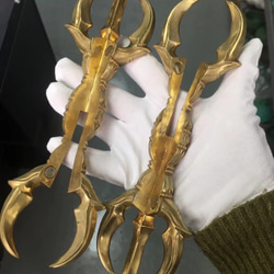 チベット仏教法器 人形杵 五鈷杵 金剛杵 密教法具 真鍮製 vajra 23cm