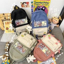 原宿キャンパスヴィンテージバッグかわいい学生透明バックパック韓国語バージョンのカレッジスタイルワイルドカジュアルレディースブック 8枚目の画像