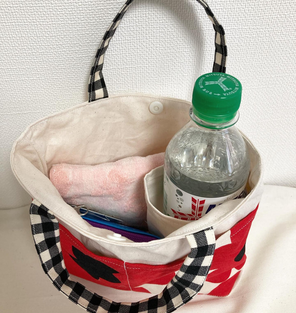 バッグの中綺麗❤️北欧　ペットボトルホルダー付き　便利なオシャレバッグインバッグ❤️ 3枚目の画像