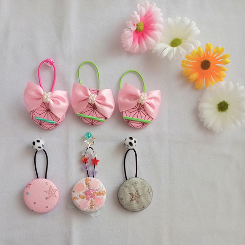 ハンドメイド くるみボタン ヘアゴム かわいい キュート おしゃれ