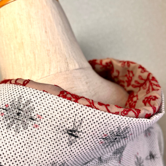 綿の刺繍半衿 茜色の綿刺繍 4枚目の画像