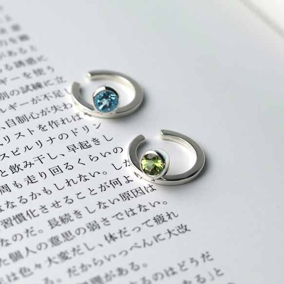 夏色の爽やかな輝き イヤーカフ ペリドット Silver925 ◇ 天然石イヤーカフ（216） 7枚目の画像
