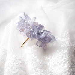 お花　紫陽花　ポニーフック　バレッタ　花　押し花　ドライフラワー　結婚式　浴衣 1枚目の画像