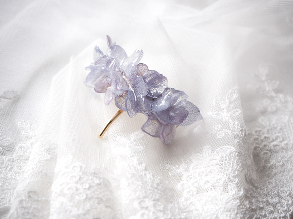 お花　紫陽花　ポニーフック　バレッタ　花　押し花　ドライフラワー　結婚式　浴衣 1枚目の画像