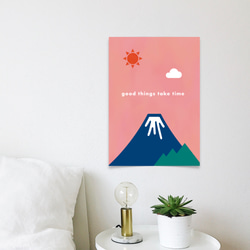 グラフィックデザインポスター good-time/リラックス 自然 空 夕日 山 風景 太陽 ピンク 青 ポップイラスト 6枚目の画像