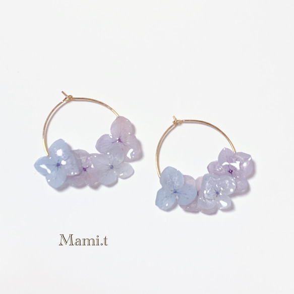 《Mami.t》 紫陽花のフープピアスピアス 1枚目の画像