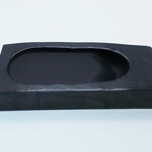 ふた付き硯 NO.0586 天然那智黒石製 ペン・筆記用具 猫印硯