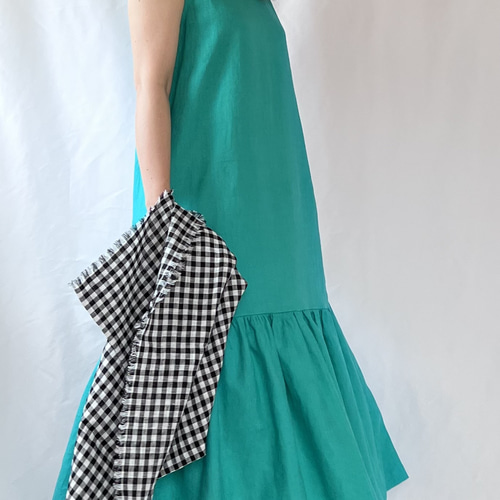 【美品】grin リネンワンピース エメラルドグリーン 日本製 USED]エメラルド グリーン ワンピース👗 | garden730