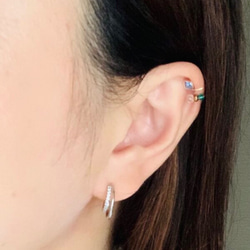 14kgf ear cuff  ＊  square ◽️ clear blue 2枚目の画像