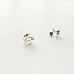 14kgf ear cuff  ＊  square ◽️ clear blue 4枚目の画像