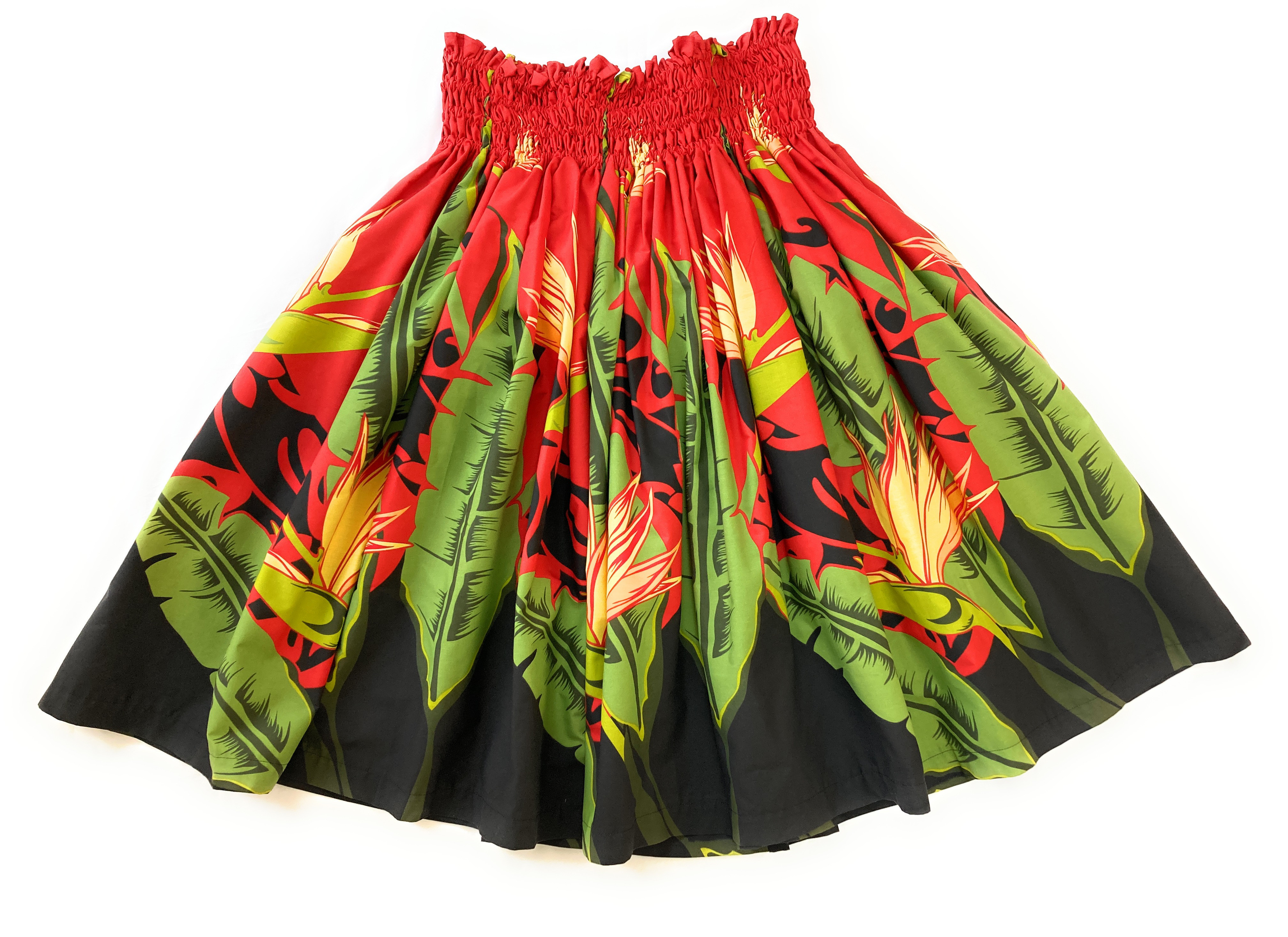 シングルパウスカート バード・オブ・パラダイス柄 スカート丈７４cm レッド [pu-110s74]