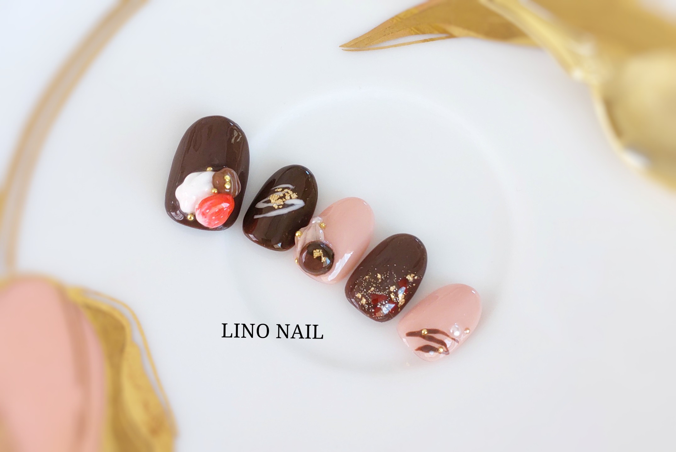 チョコ。 ネイルチップ ハートチョコ♡ネイルチップ バレンタイン スイーツ ネイル