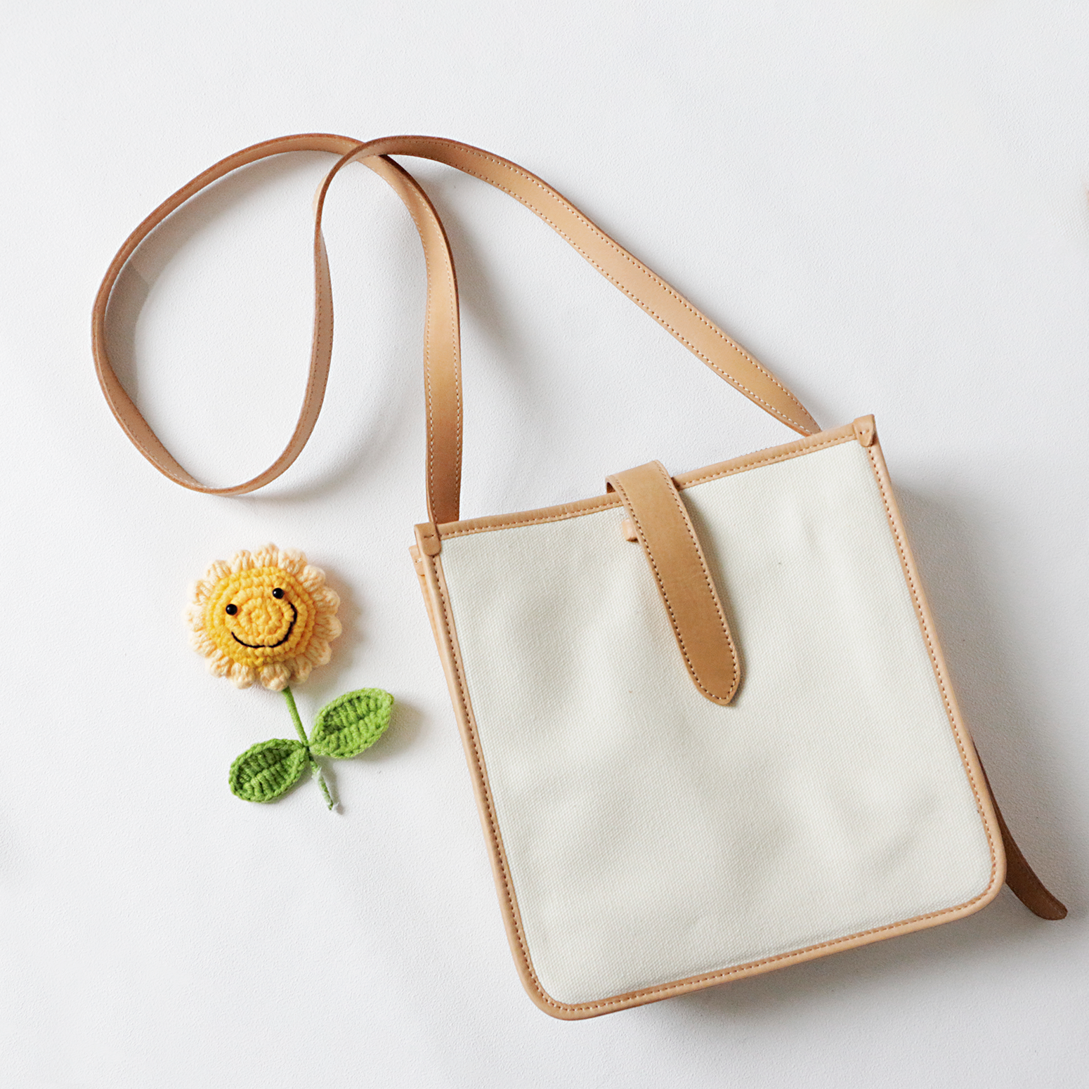 帆布とヌメ革の組み合わせトートバッグ軽量バッグ斜め掛けカジュアルバッグバッグ