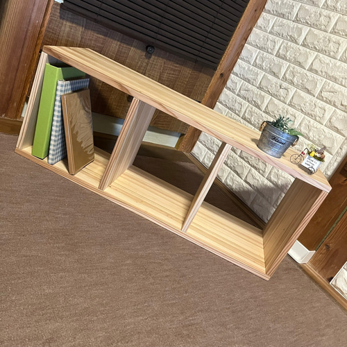 送料無料】 オープンラック 本棚 小物置き 杉 ナチュラル 3段 国産天然