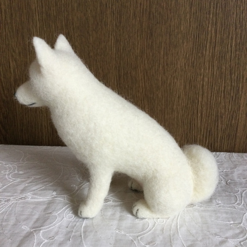 羊毛フェルト 白柴 白い犬 羊毛フェルト masapan 通販 14418027