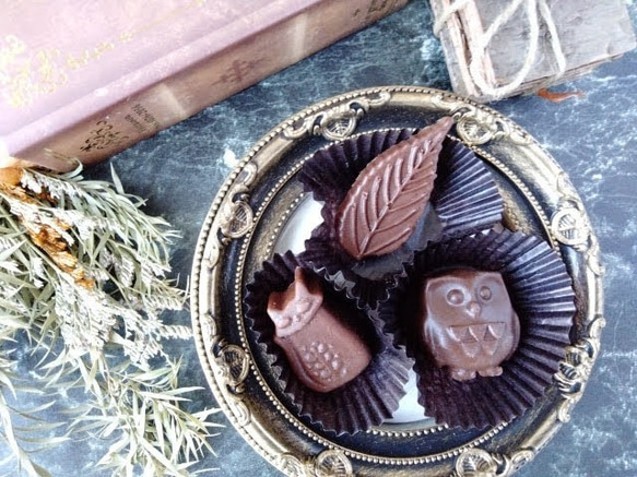 ふくろうのチョコレート型（22）　シリコン型　シリコンモールド　お菓子　手作り　プレゼント 3枚目の画像
