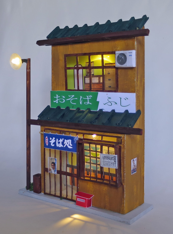 「リアル電飾」　下町のお蕎麦やさん　着色済・組立キット　ジオラマ　ミニチュア 3枚目の画像