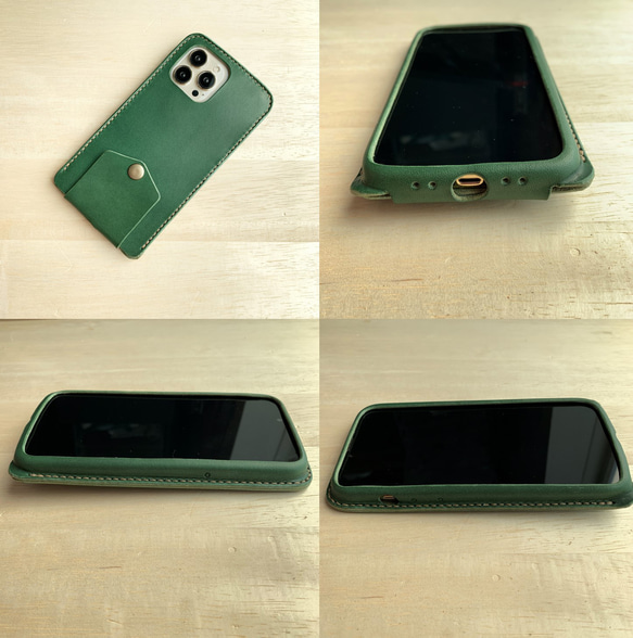 手工縫製真皮 iPhone 13 Pro MAX 保護殼 栃木皮革 [免費刻名字，選擇皮革和縫線] 第2張的照片