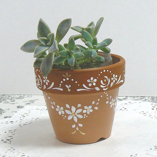 手描き　鉢植え　ハンドメイド 手描き鉢植えハンドメイド