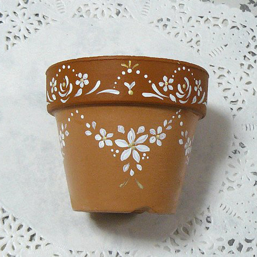 手描き　鉢植え　ハンドメイド 手描き植木鉢❤柄違い3点セット（受注製作） 一輪挿し・花瓶