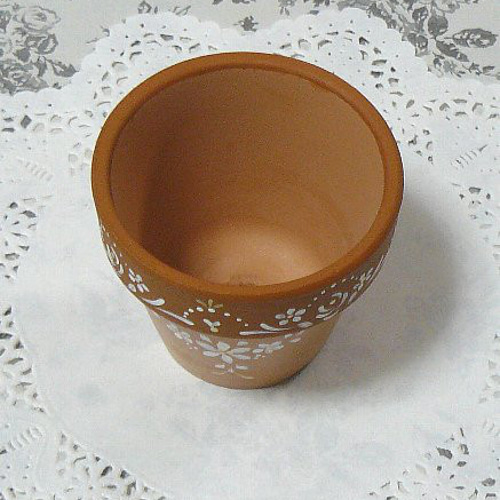 手描き植木鉢1点（トールペイント） 一輪挿し・花瓶・花器